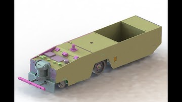3D design of the unidirectional 100W tractor AGV
