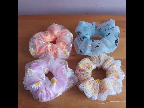 Scrunchies 2 lớp/Hướng dẫn làm cột tóc đơn giản/Phụ kiện xinh