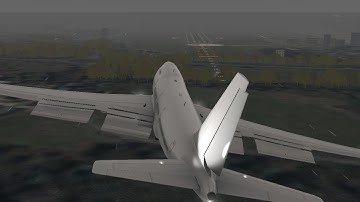 B747-200B Crosswind + Turbulence Autopilot landing