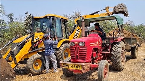 Jcb 3dx Eco Excellence Backhoe Machine Loading Mud In Swaraj 735 FE Tractor  Jcb and Tractor Video