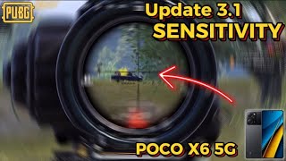 NEW UPDATE 3.1 🔥 BEST SENSITIVITY & LAYOUT NO RECOIL For POCO X6 5G  | 4 Finger + Gyroscope