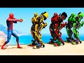 GTA 5 Water Ragdolls Spiderman vs Bumblebee vs Red Bumblebee vs Green Bumblebee Jumps/Fails