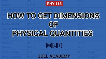 PHY 113: DIMENSIONS OF PHYSICAL QUANTITIES || JOEL ACADEMY