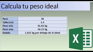 Calcula tu peso ideal con Excel screenshot 1