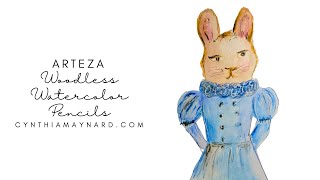 Watercolor Bunny Painting with Arteza Woodless Watercolor Pencils