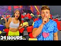 24 HOUR OVERNIGHT IN TRAMPOLINE PARK FOAM PIT WITH MY GIRLFRIEND!