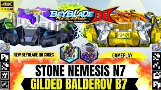 STONE NEMESIS N7 | GILDED BALDEROV B7 |BEYBLADE QR CODES | GAMEPLAY |BEYBLADE BURST APP |4K ULTRA HD