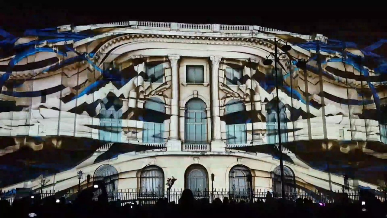 Spotlight Bucuresti. Calea Victoriei. Proiectii 3d. Festivalul luminii.  22.04.2017.