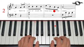Comin' 'Round the Mountain, Moderate version, John Thompson`s easiest piano course, Part 4 Resimi