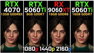 RTX 5060 Ti 8GB vs RTX 4070 vs RTX 5060 Ti 16GB vs RX 9060 XT | 1080p, 1440p, 4K | DLSS 4 vs FSR 4