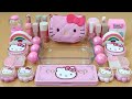 Mixing”PinkKitty” Eyeshadow and Makeup,parts,glitter Into Slime!Satisfying Slime Video!★ASMR★