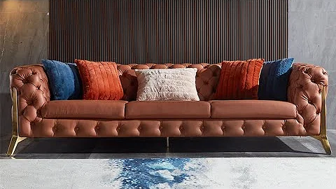 Luxury Italian Style Modern Leather 3 Seats Lounge Chesterfield Sofa Set Couch Living Room Furniture