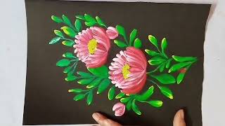 One Stroke Flowers Painting || Acrylic Painting || #art  || #artwork