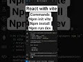 React js with vite create react project in vite #reactjs #coding #webdesign
