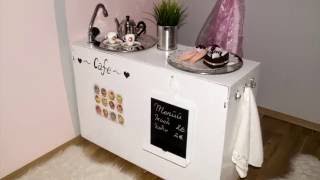 How to turn old wall cabinet into a play kitchen.