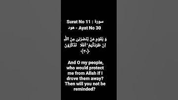 Surat No 11 : سورة هود - Ayat No 30 #surahhud #quranayat #shortvideo @quranpeaceofmind