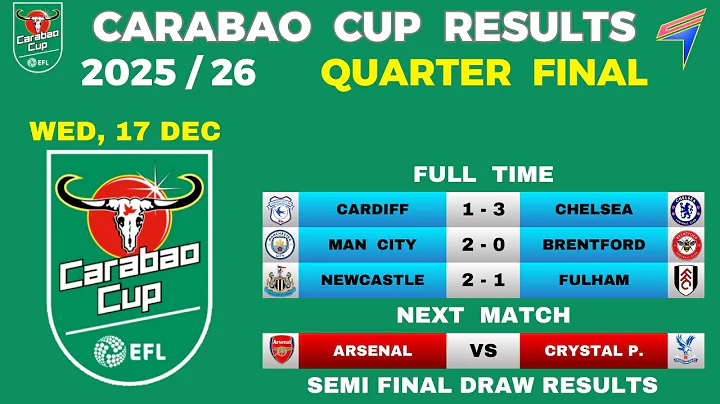 CARABAO CUP RESULTS TODAY - QUARTER FINAL • League Cup 25/26  • EFL Cup 2025/26