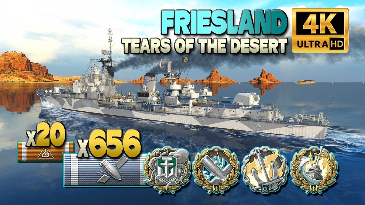 Destroyer Friesland on map Tears of the Desert, 248k damage World of