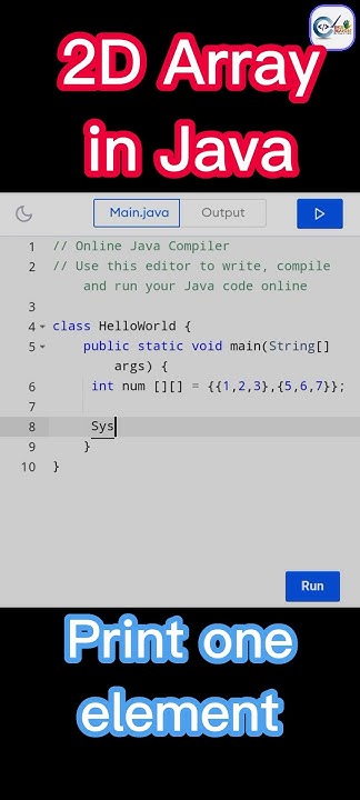 2D Array in Java | How to print one element of 2d array | 2 dimensional ...