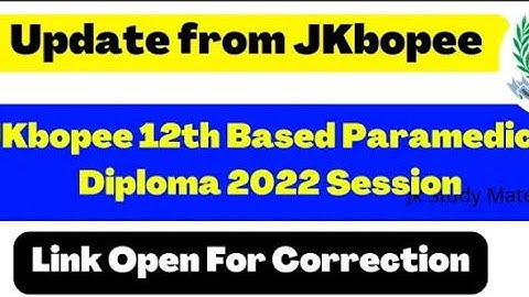 JK BOPEE 12th based Paramadical courses / edit option  /cut off / counseling dates  #jkstudentzone