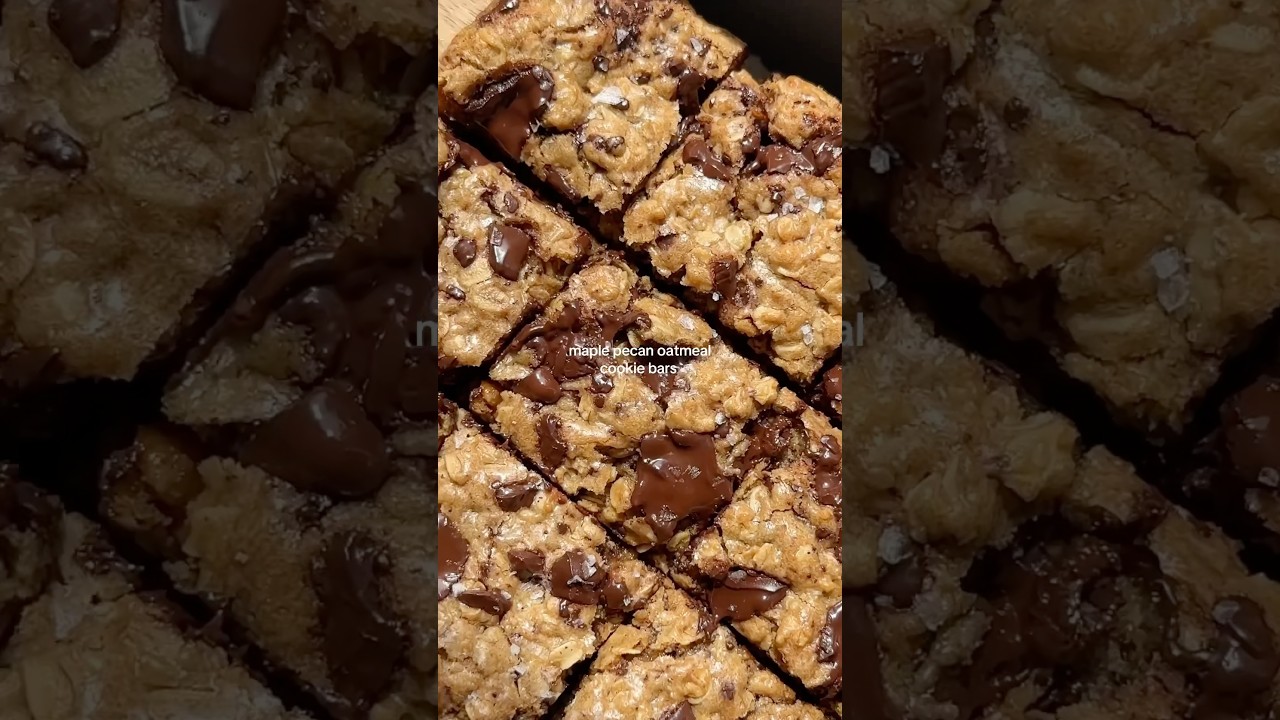 Maple Pecan Oatmeal Cookie Bars - i gradients below, full recipe on healthienut.com