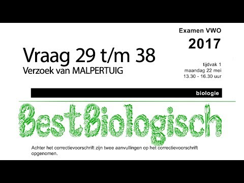 biologie examen VWO 2017 eerste tijdvak vraag 29 tm 38