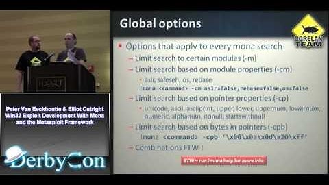 Peter Van Eeckhoutte & Elliot Cutright     Win32 Exploit Development With Mona and Metasploit