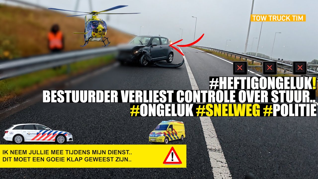 🚨#HEFTIG .. VOERTUIG CRASHT VOL IN VANGRAILS NA SPINNEN OP SNELWEG.  IK WAS ER ALS EERST..🚨