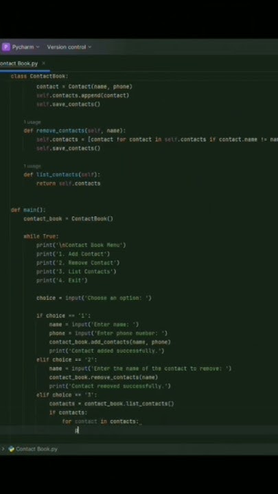 Contact Book using Python Programming!! - YouTube