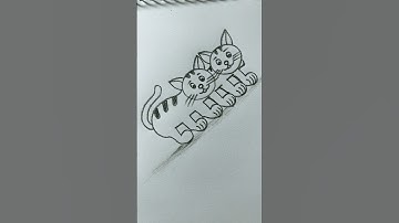 Easy cat drawing with number 5 #art #trending #shortsvideo #shortsfeed #shorts #youtubeshorts