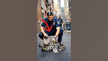 Shocking Moment: Police Rescues Cat from Snake Attack!#animalrescue  #policerescue  #viralshorts