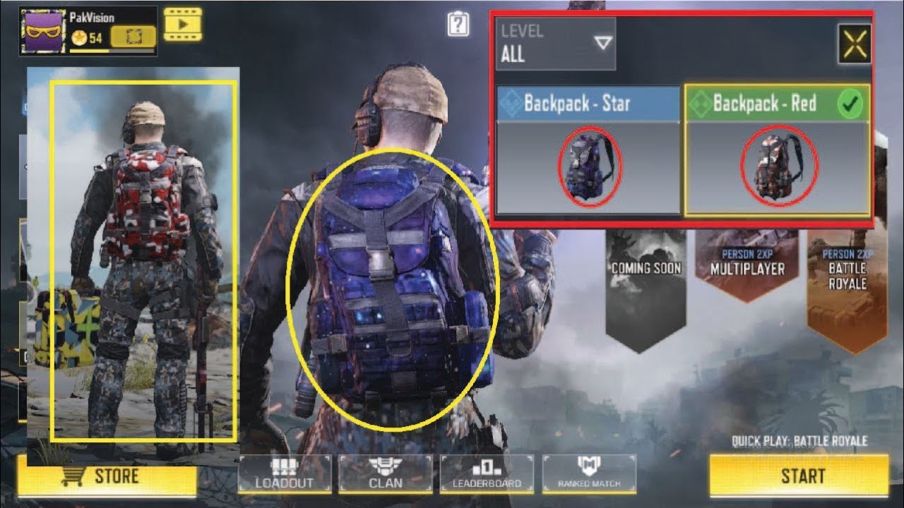How to show backpack in call of duty mobile - 