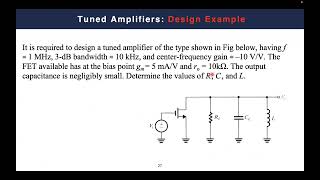 Lecture 2: part 3 Tuned Amplifiers