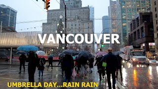 4K Rain Walk - Atmospheric River Hits Vancouver Canada - Flash flooding and Pouring Rain Walk