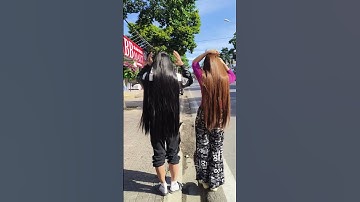 Thử thách hai vợ chồng ra đường kẹp tóc giả dài #tockep #wigs