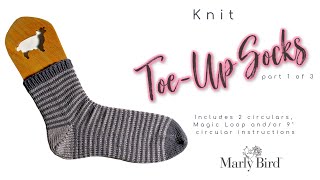 My First Toe Up Knit Socks with Marly Bird part 1 of 3 || Magic Loop  2 Circulars and 9 inch circs