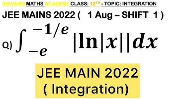 Q)  Integration ∫ { (−𝑒)^(−1/𝑒)  } |ln|𝑥||𝑑𝑥 equals #jee #jeeproblems #maths #jeepreparation #jee
