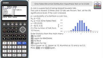 One Tailed Binomial Hypothesis Testing on Casio fx-CG50 Calculator