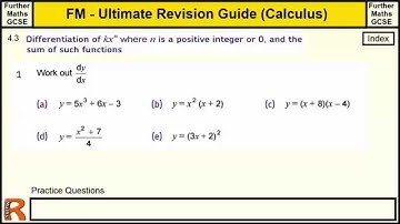 Calculus Differentiating Polynomials Ultimate revision guide for Further maths GCSE