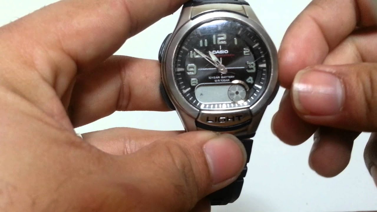 how to adjust the time on CASIO ILLUMINATOR(AQ-180W) - YouTube