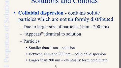 SOLUTION VS COLLOIDAL DISPERSION