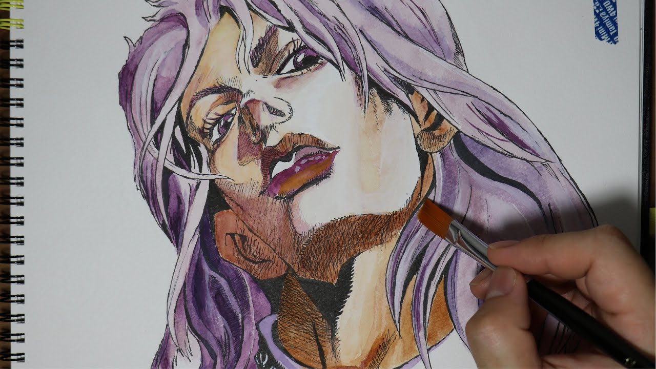 ジョジョ】DIO 描いてみた【水彩画】 - YouTube