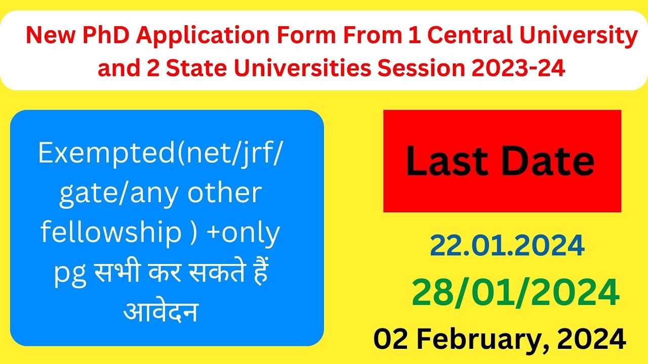 NEW PHD APPLICATION FORM SESSION 202324 FROM 3 UNIVERSITIES Central