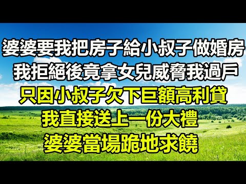 婆婆要我把房子給小叔子做婚房，我拒絕後竟拿女兒威脅我過戶，只因小叔子欠下巨額高利貸，我直接送上一份大禮，婆婆當場跪地求饒#橙子的小说 #阿丸老人堂 #為人處世 #深夜淺讀 #真情故事會 #幸福心語