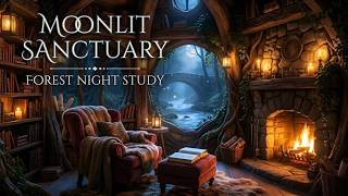 Forest Library Ambience at Night | Cozy Candlelight Study Music for Focus, Relaxation & Sleep