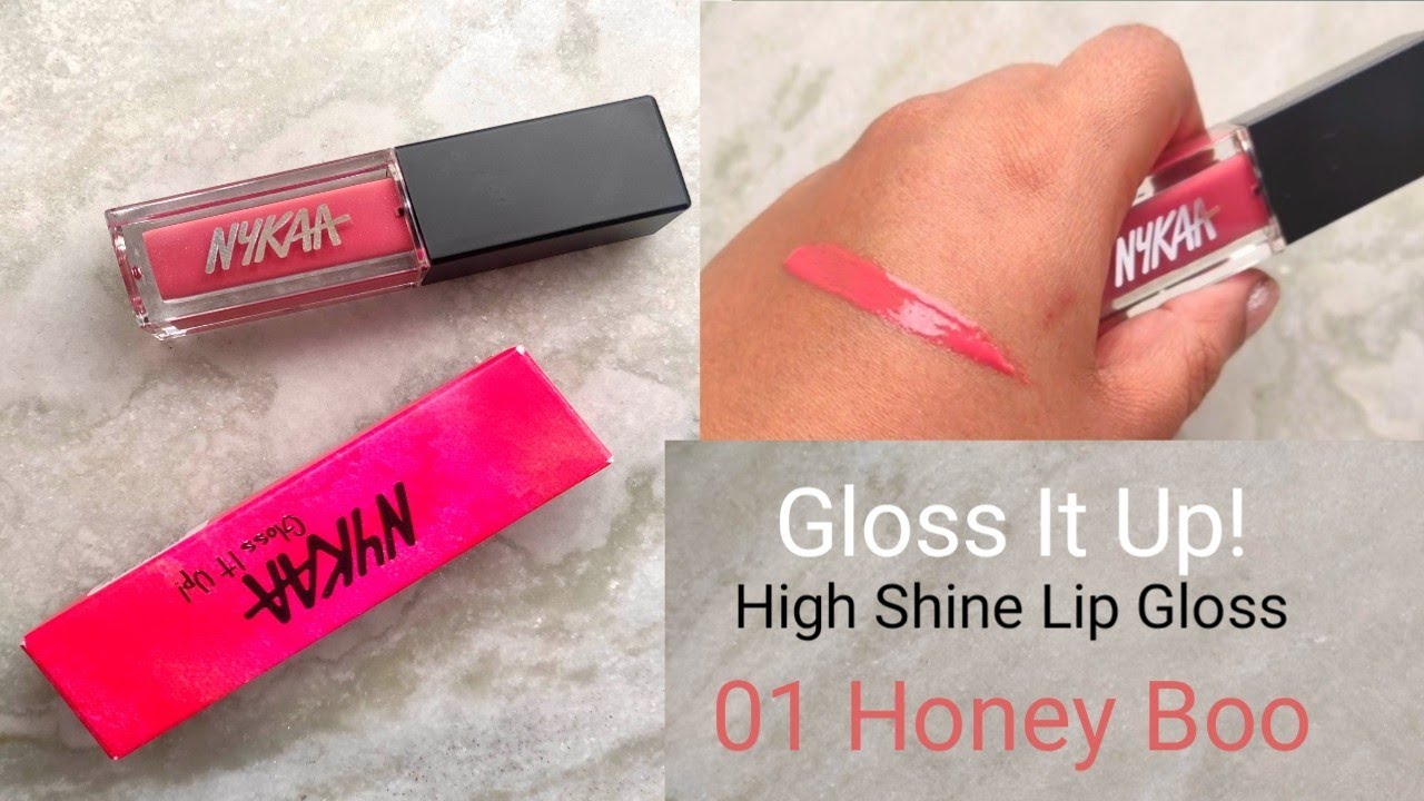 Nykaa Gloss It Up! High Shine Lip Gloss - 01 Honey Boo // Review and swatch  // Mini Review - YouTube