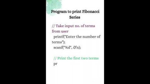 C Program to print Fibonacci Series | C Programming #shorts
