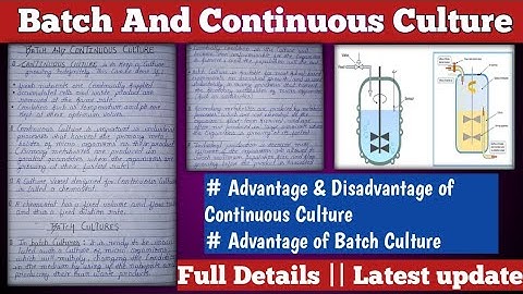 batch and continuous culture || difference between batch culture and continuous culture