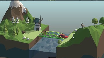 Poly Bridge - [ Level 1-1 ]  - (8m Simple Bridge) (Alpine Meadows)