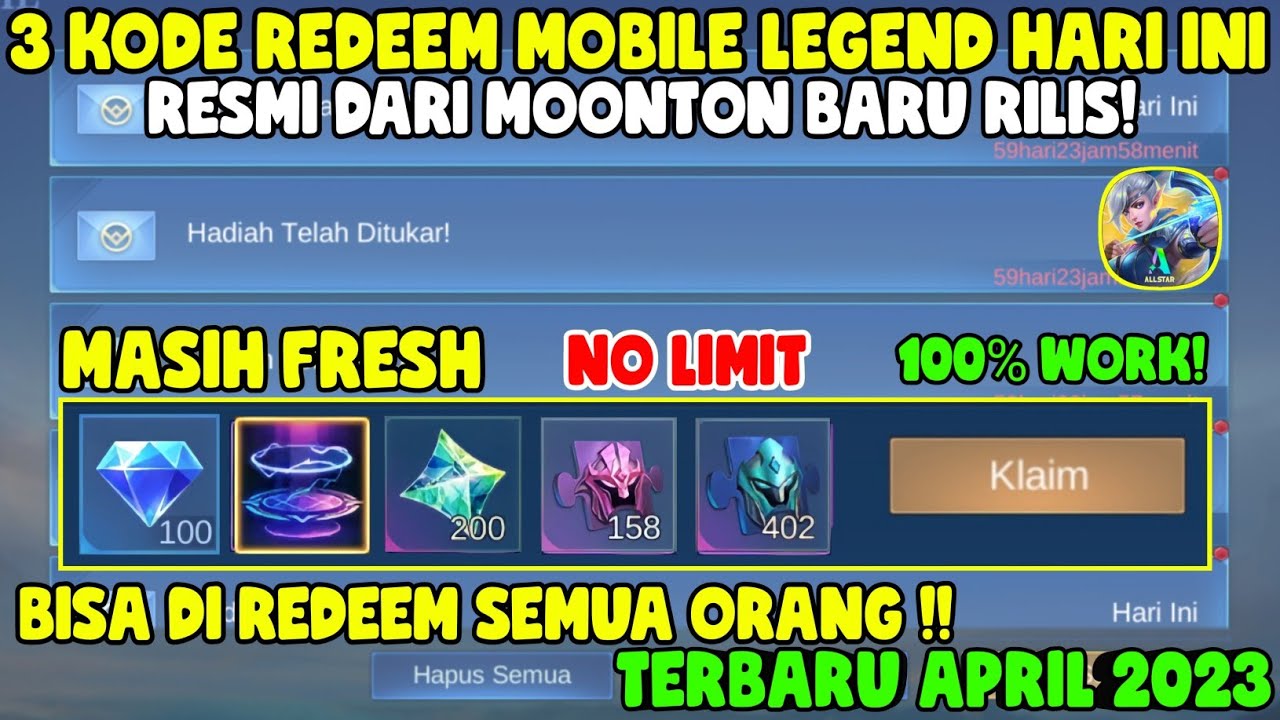 NEW 3 KODE REDEEM ML TERBARU KODE REDEEM MOBILE LEGENDS KODE REDEEM ML ...